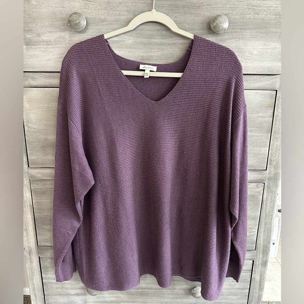 Ella Moss Women's Purple V-Neck Sweater | Size XXL